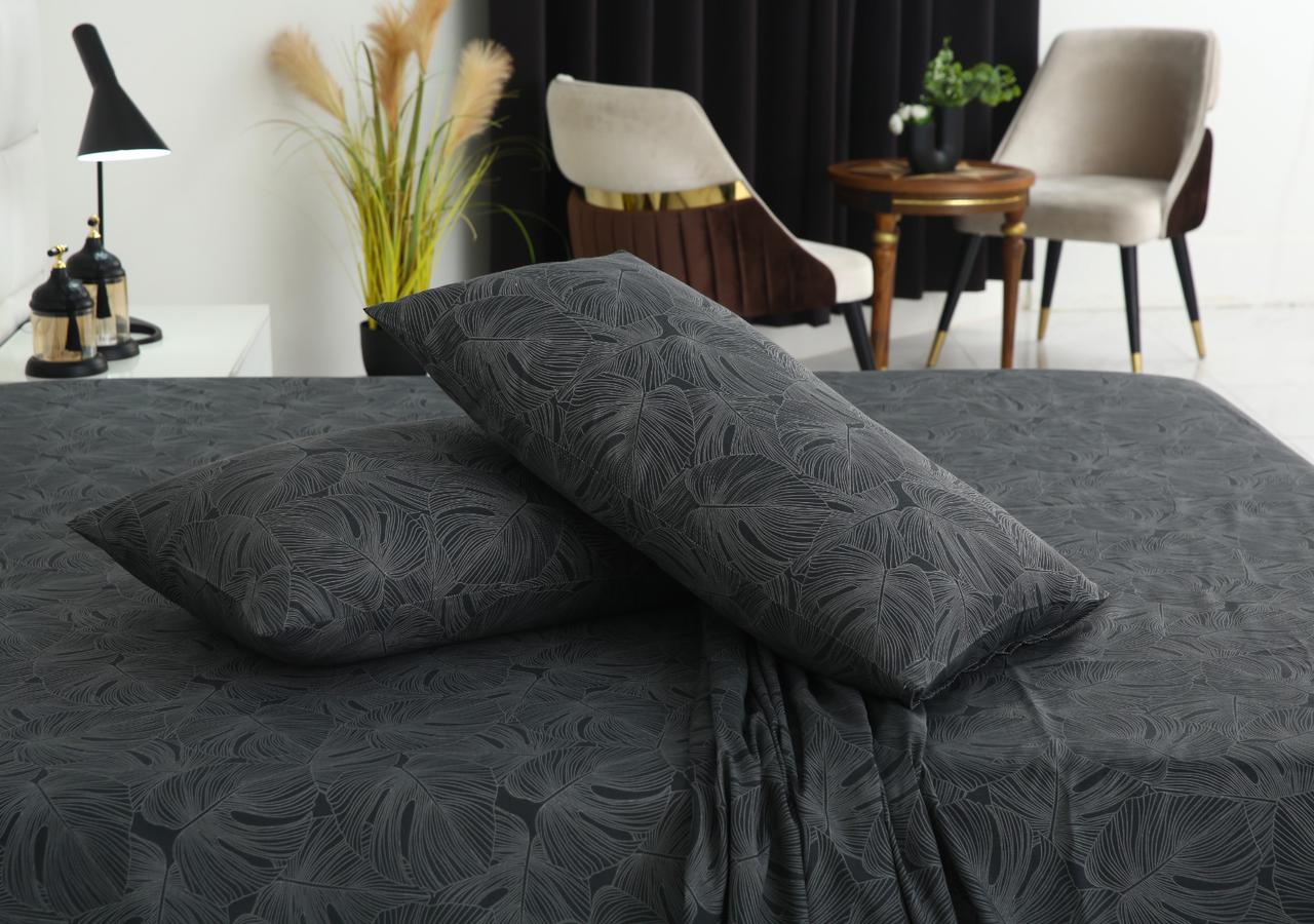 3 PCs Double Bed Sheet-Ash Grey - Image 6