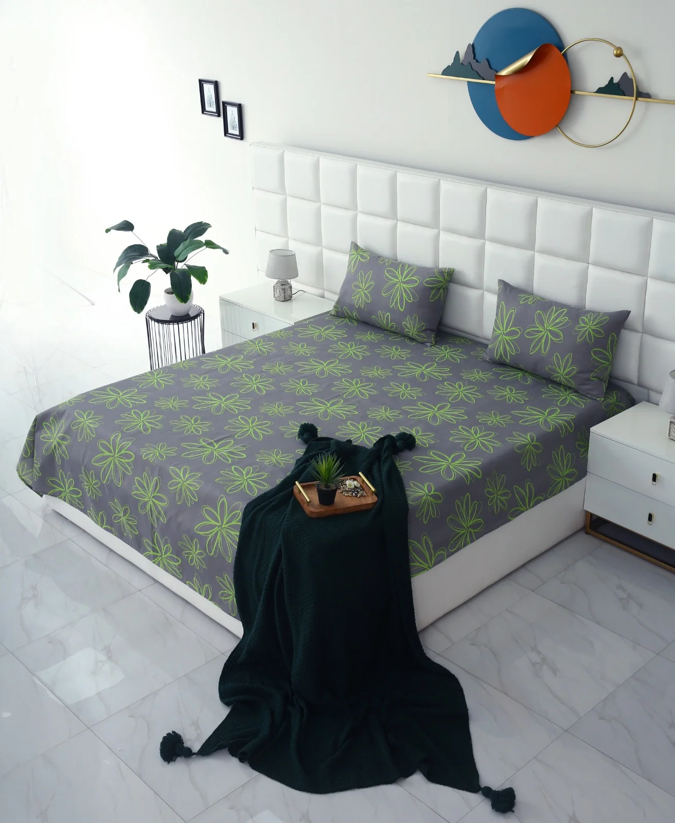 3 PCs Double Bed Sheet-Carnation - Image 5