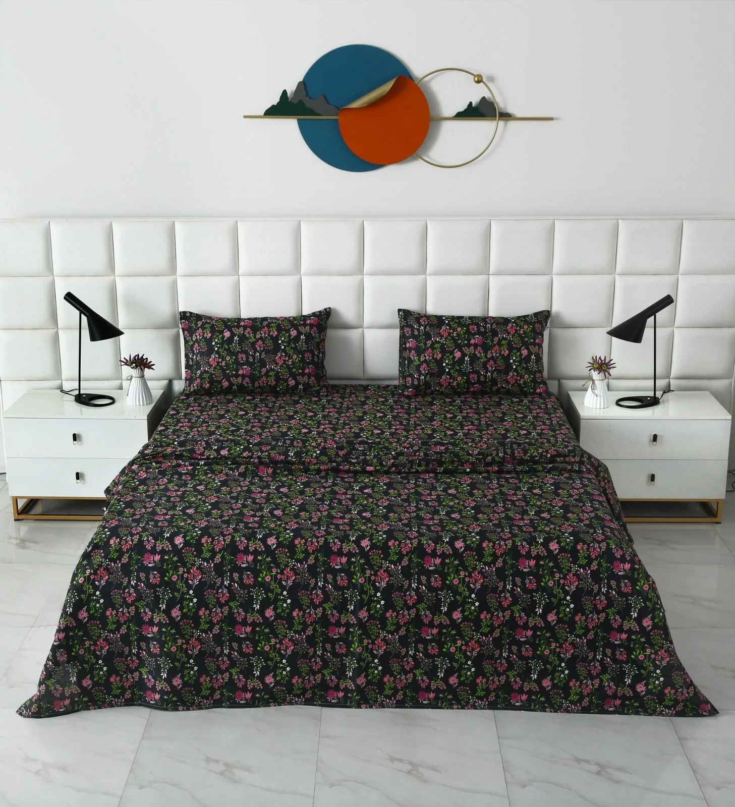 3 PCs Double Bed Sheet-Crocus - Image 2