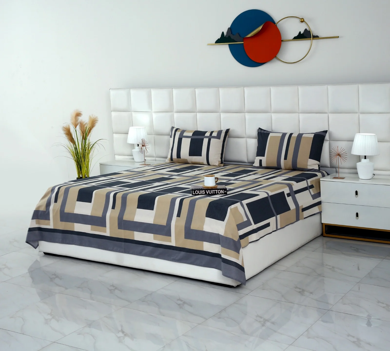 3 PCs Double Bed Sheet-DB-249 - Image 3