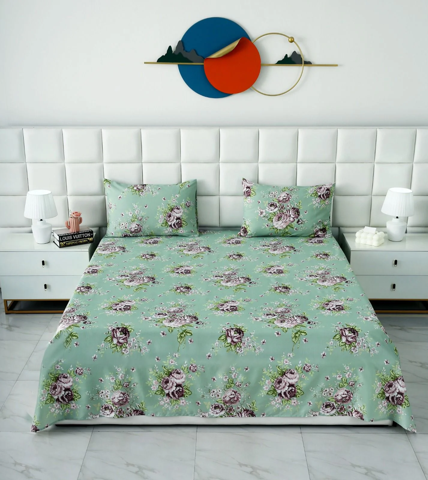 3 PCs Double Bed Sheet-DB259 - Image 2