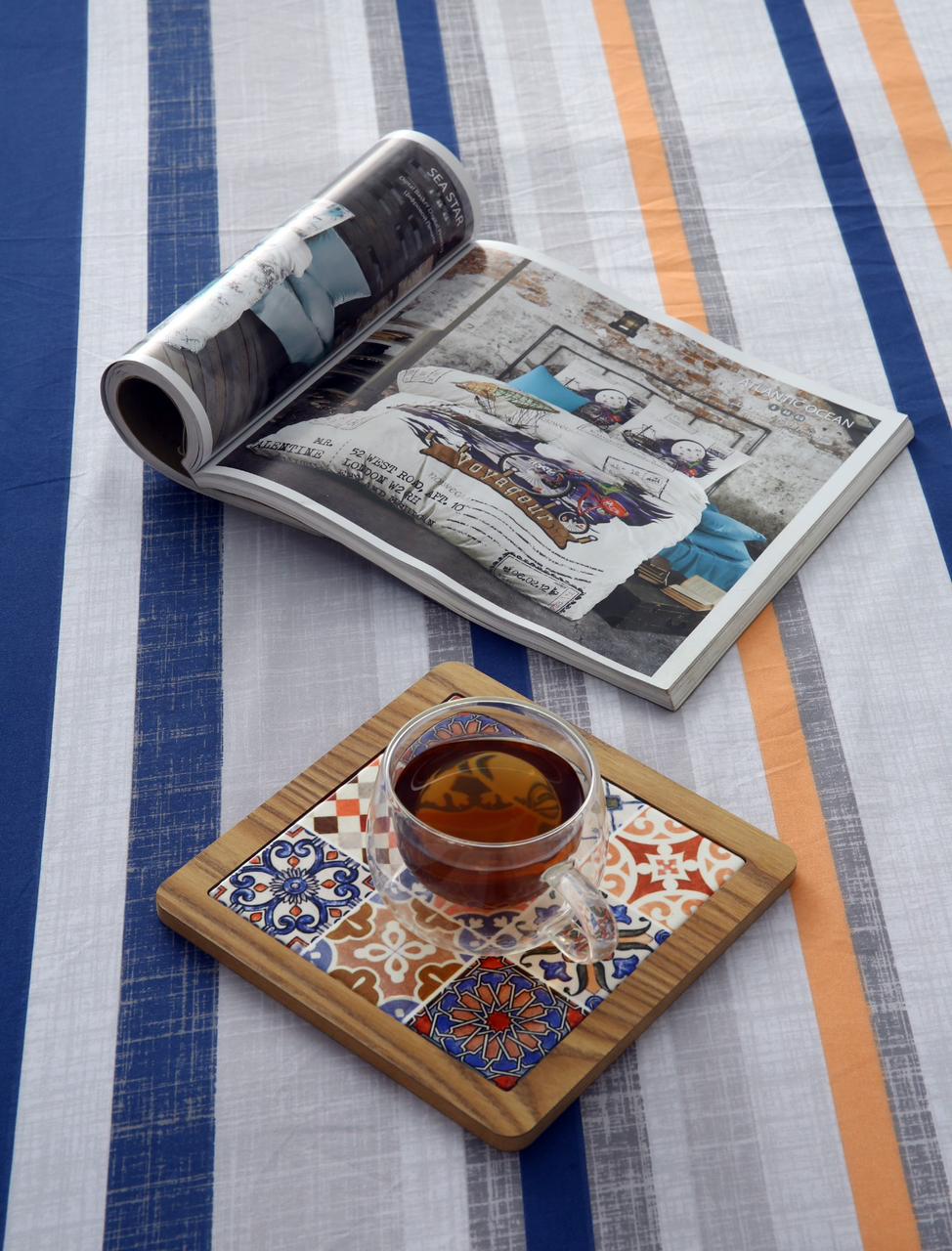 3 PCs Double Bed Sheet-Multi Bands - Image 2