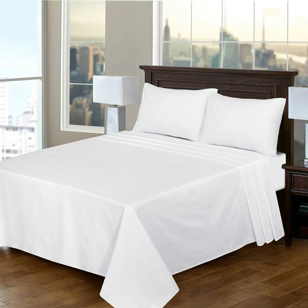 3 PCs Double Bed Sheet-White - Image 3