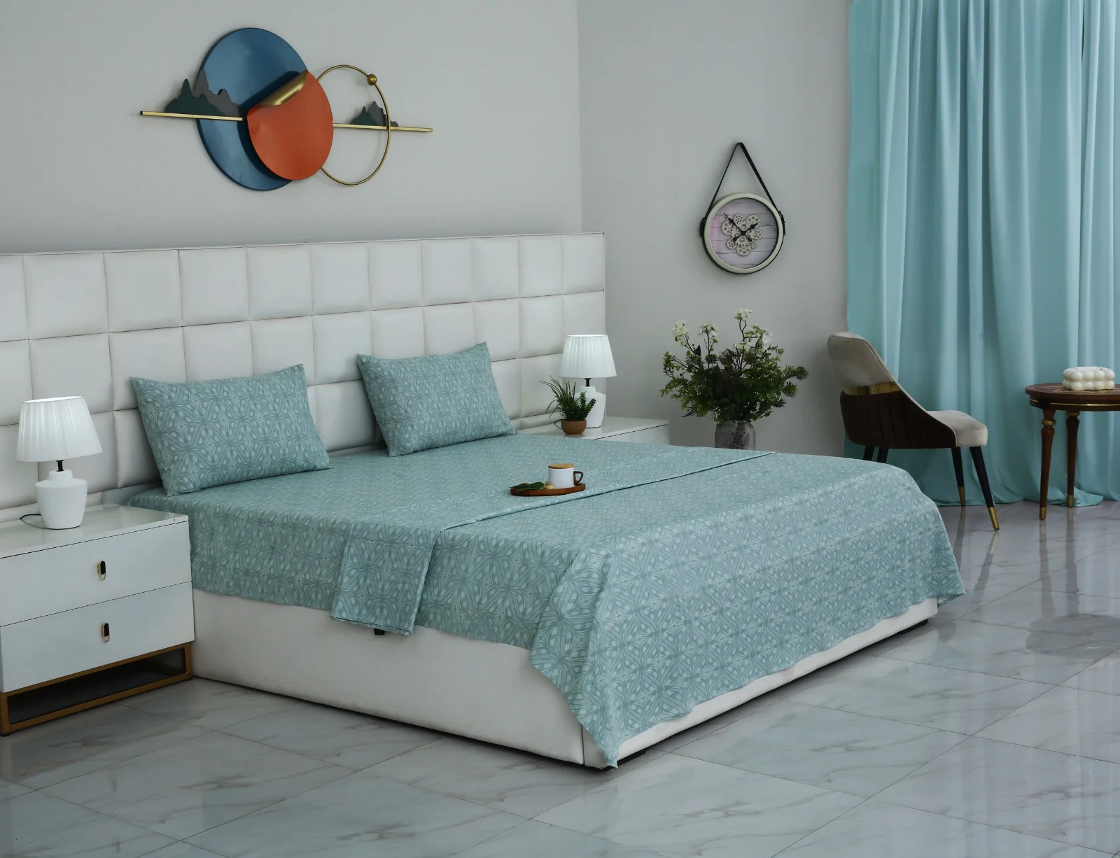 3 PCs Double Bed Sheet With Same Packing-Interlocking Petal