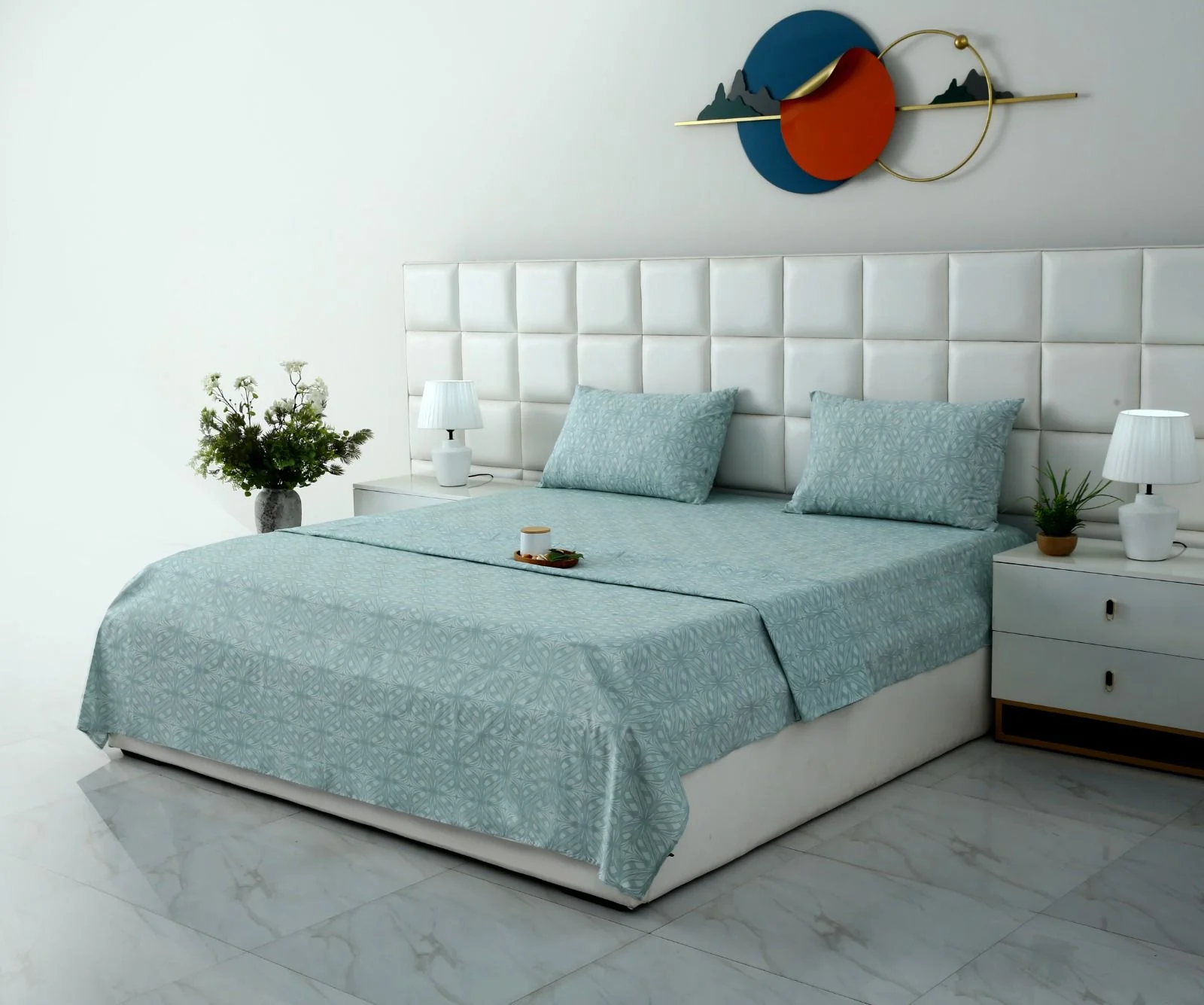 3 PCs Double Bed Sheet With Same Packing-Interlocking Petal - Image 4