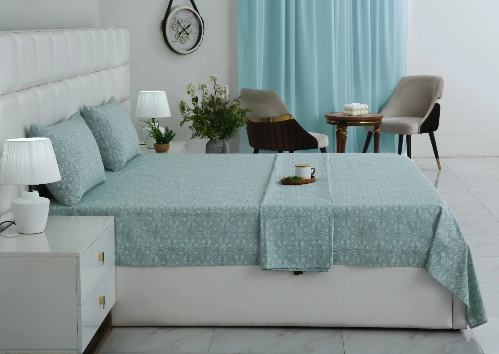 3 PCs Double Bed Sheet With Same Packing-Interlocking Petal - Image 5