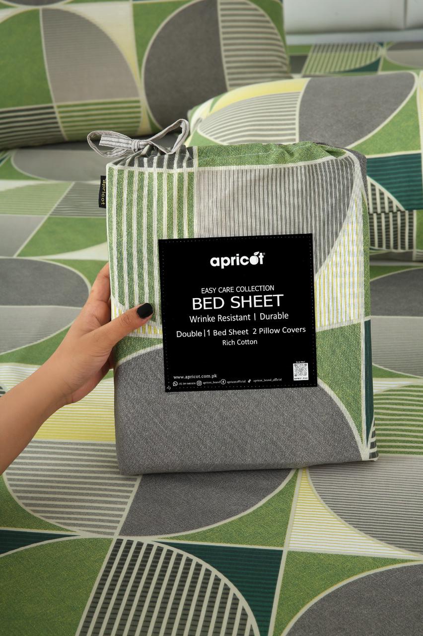 3 PCs Double Bed Sheet With Same Packing-Striped Wave - Image 2