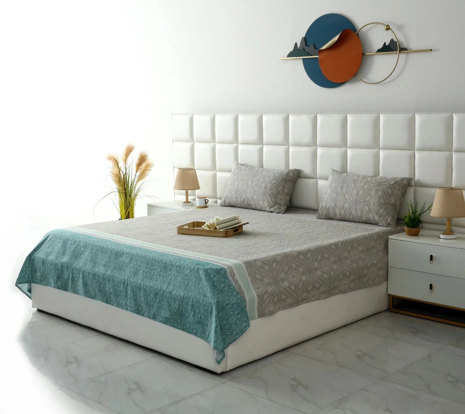 3 PCs Double Bed Sheet With Same Packing-Symmetric Floral - Image 5