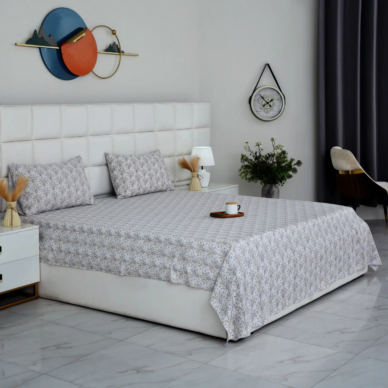 3 PCs Double Bed Sheet With Same Packing-Wildflower
