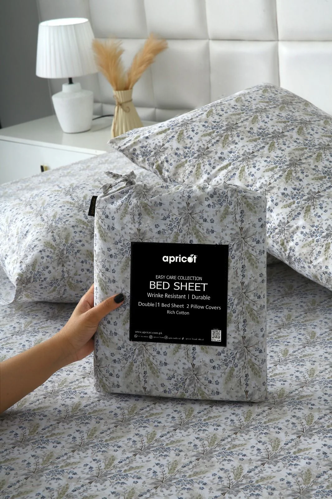 3 PCs Double Bed Sheet With Same Packing-Wildflower - Image 2