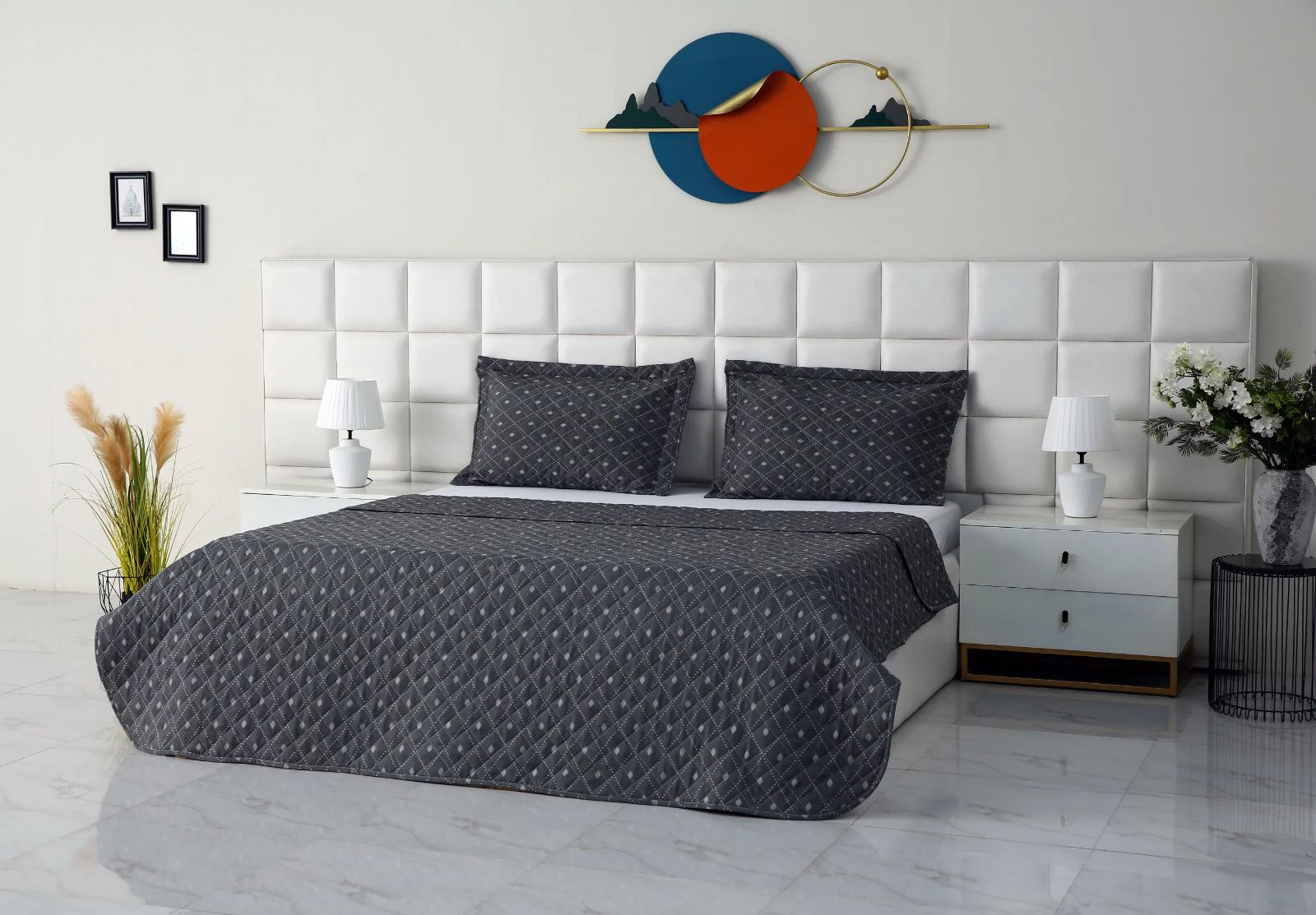 3 PCs Printed Bed Spread Set-Onyx Geometric - Image 5