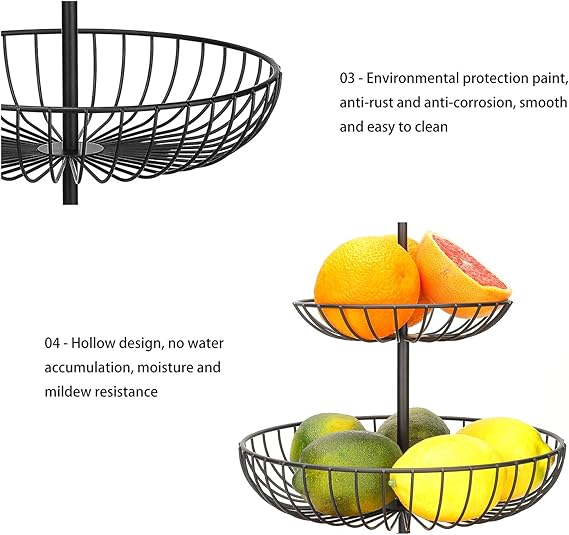 3 Tier Metal Fruit Storage Basket-Black(SA2405-08) - Image 4