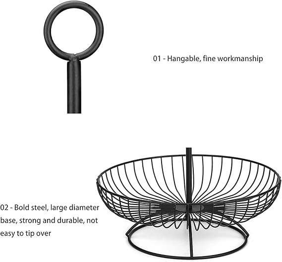 3 Tier Metal Fruit Storage Basket-Black(SA2405-08) - Image 6