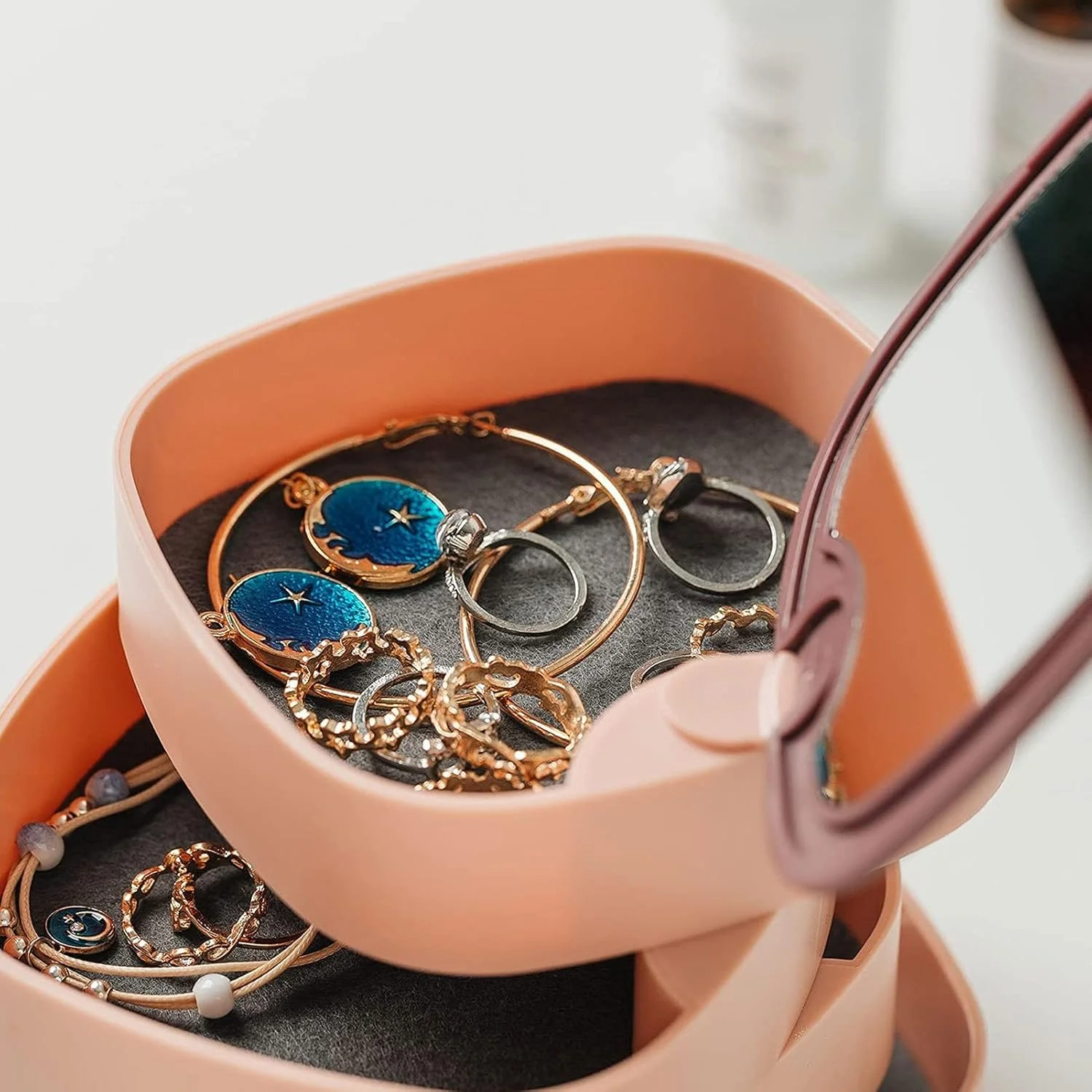 360° Rotatable Jewelry Organizer With Mirror-SA2408-190 - Image 12
