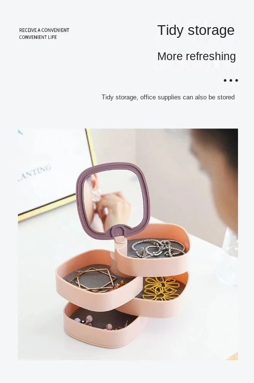 360° Rotatable Jewelry Organizer With Mirror-SA2408-190 - Image 17