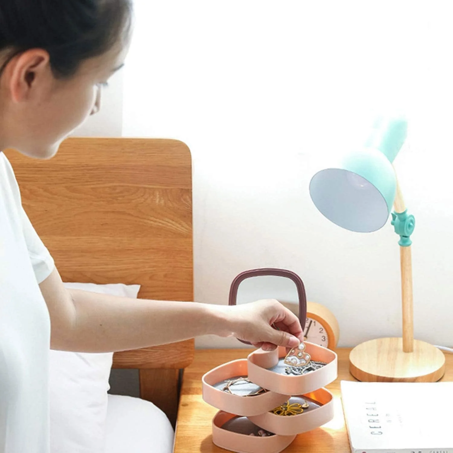 360° Rotatable Jewelry Organizer With Mirror-SA2408-190 - Image 5