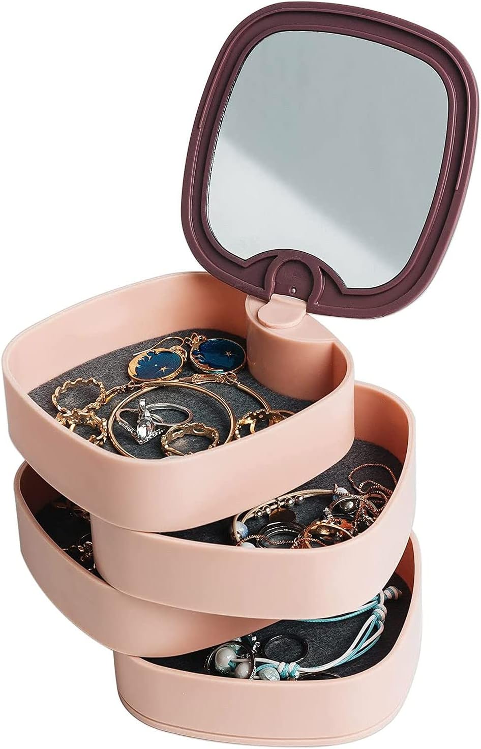 360° Rotatable Jewelry Organizer With Mirror-SA2408-190 - Image 7