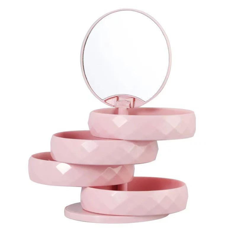 360° Rotatable Jewelry Organizer With Mirror-SA2411-51(Pink) - Image 7