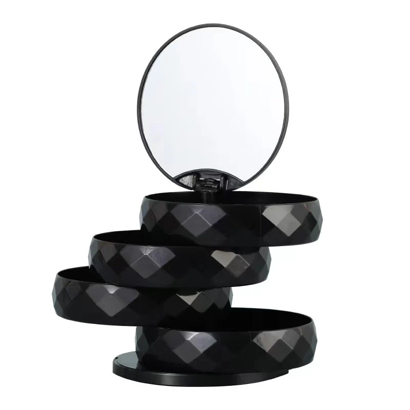 360° Rotatable Jewelry Organizer With Mirror-SA2411-52(Black) - Image 8