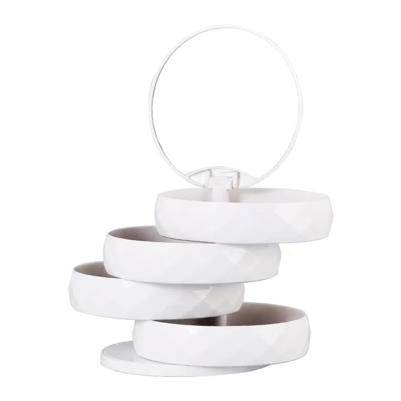 360° Rotatable Jewelry Organizer With Mirror-SA2411-53 (White) - Image 8