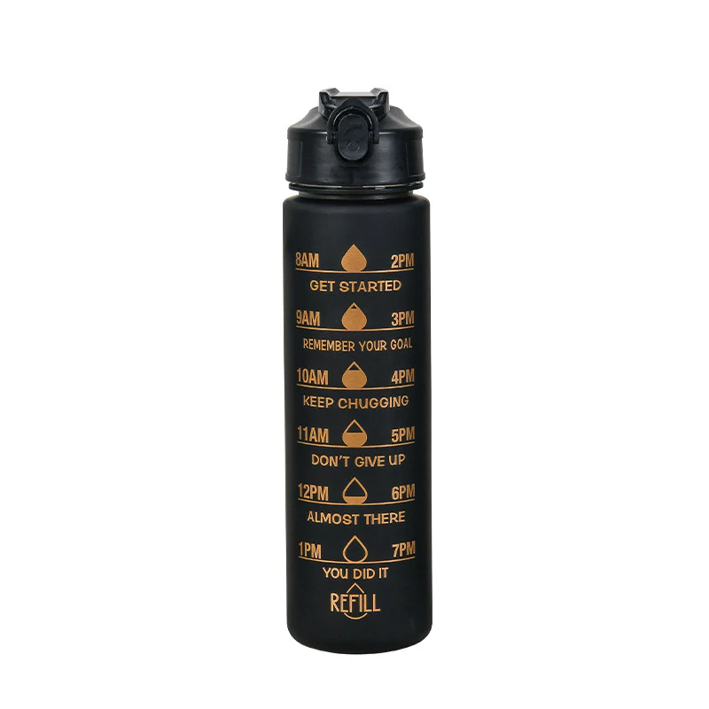 3PCS Water Bottle with Two Straws-5575Black Matte - Image 10
