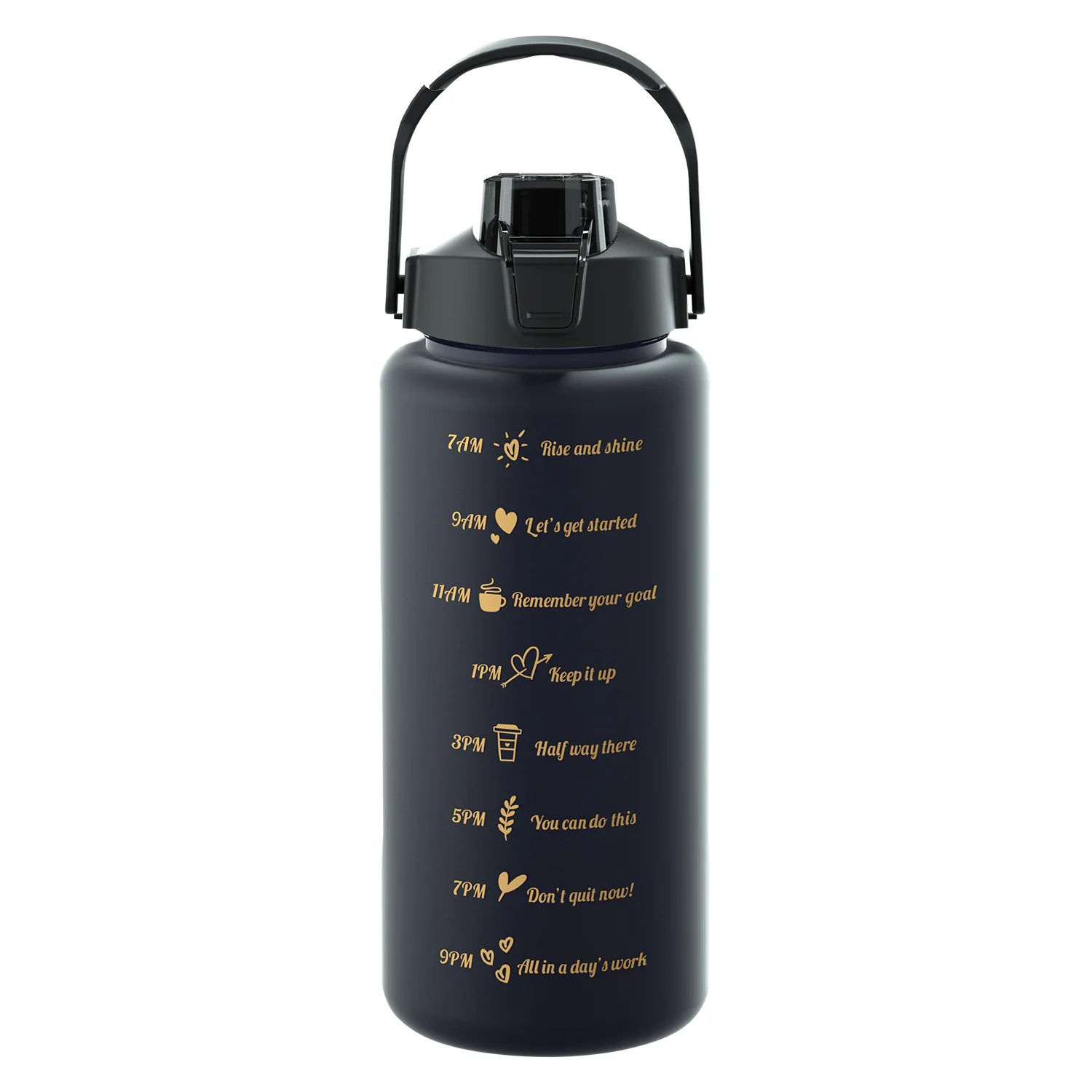 3PCS Water Bottle with Two Straws-5575Black Matte - Image 15