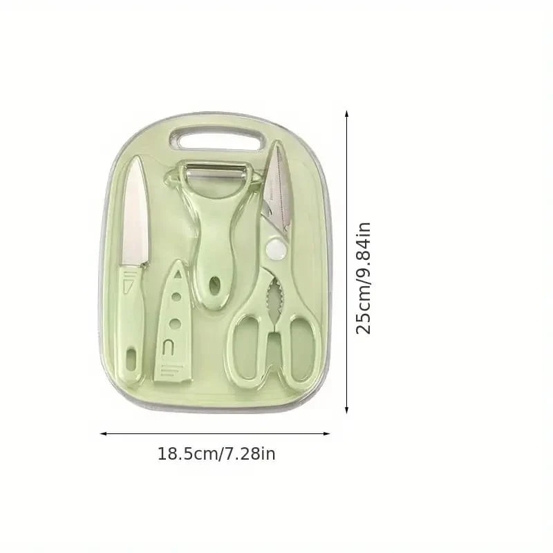 4 PCs Cutting Board With Knife Set(5716)-Blue - Image 9