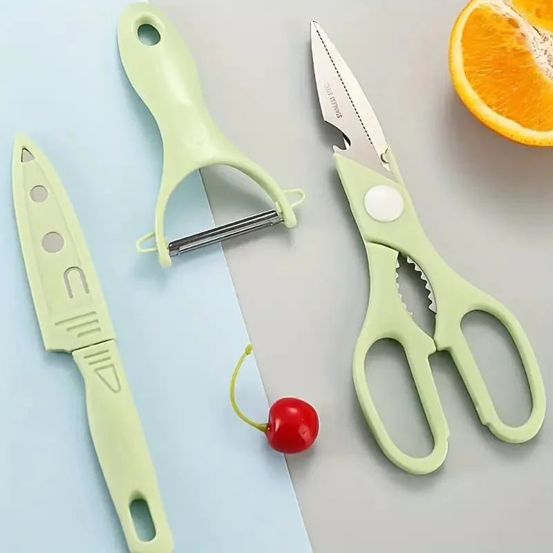 4 PCs Cutting Board With Knife Set(5717)-Green - Image 10
