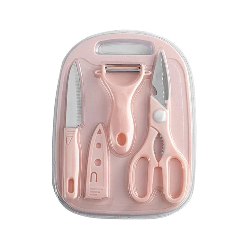 4 PCs Cutting Board With Knife Set(5717)-Green - Image 13