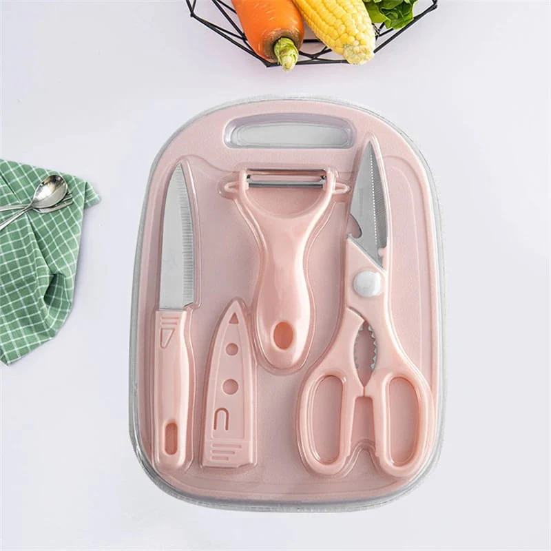 4 PCs Cutting Board With Knife Set(5717)-Green - Image 4