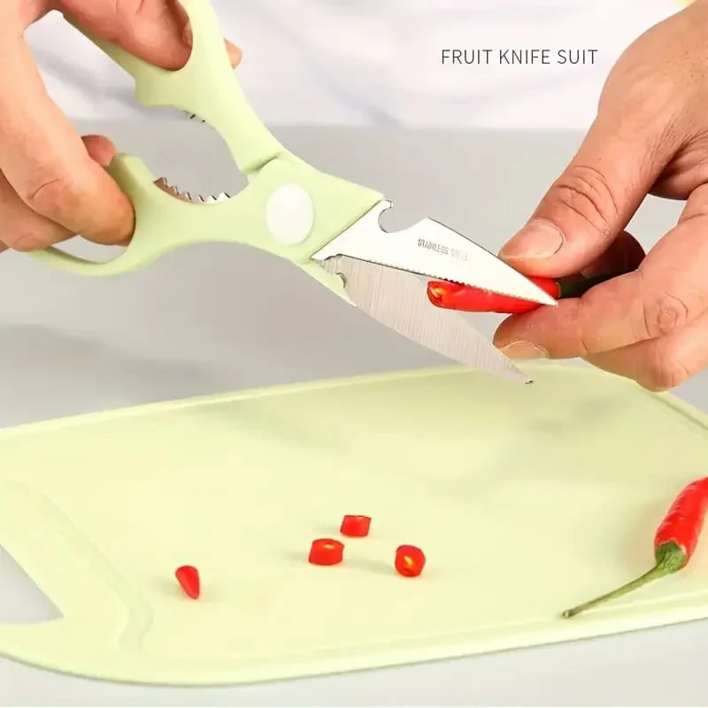 4 PCs Cutting Board With Knife Set(5717)-Green - Image 8