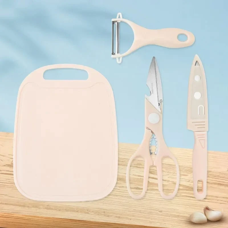 4 PCs Cutting Board With Knife Set(5299)-Pink - Image 14