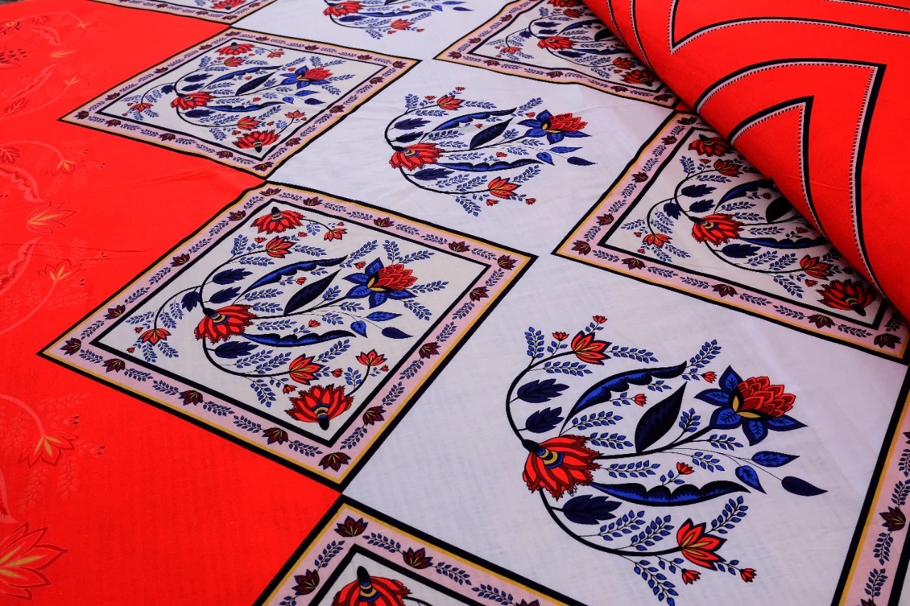 3 PCs Digital Printed Bed Sheet-ADPB-02 - Image 4