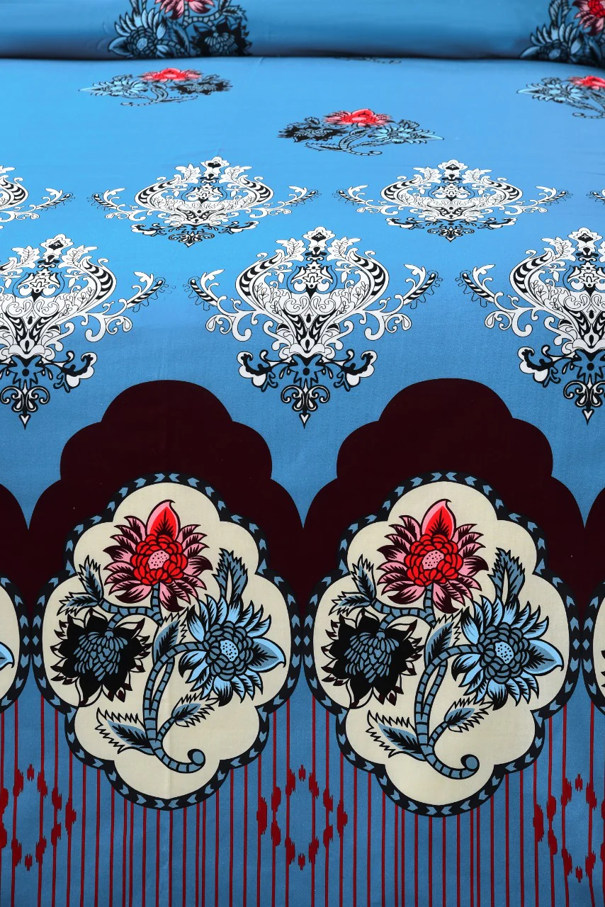 3 PCs Digital Printed Bed Sheet-ADPB-10 - Image 4
