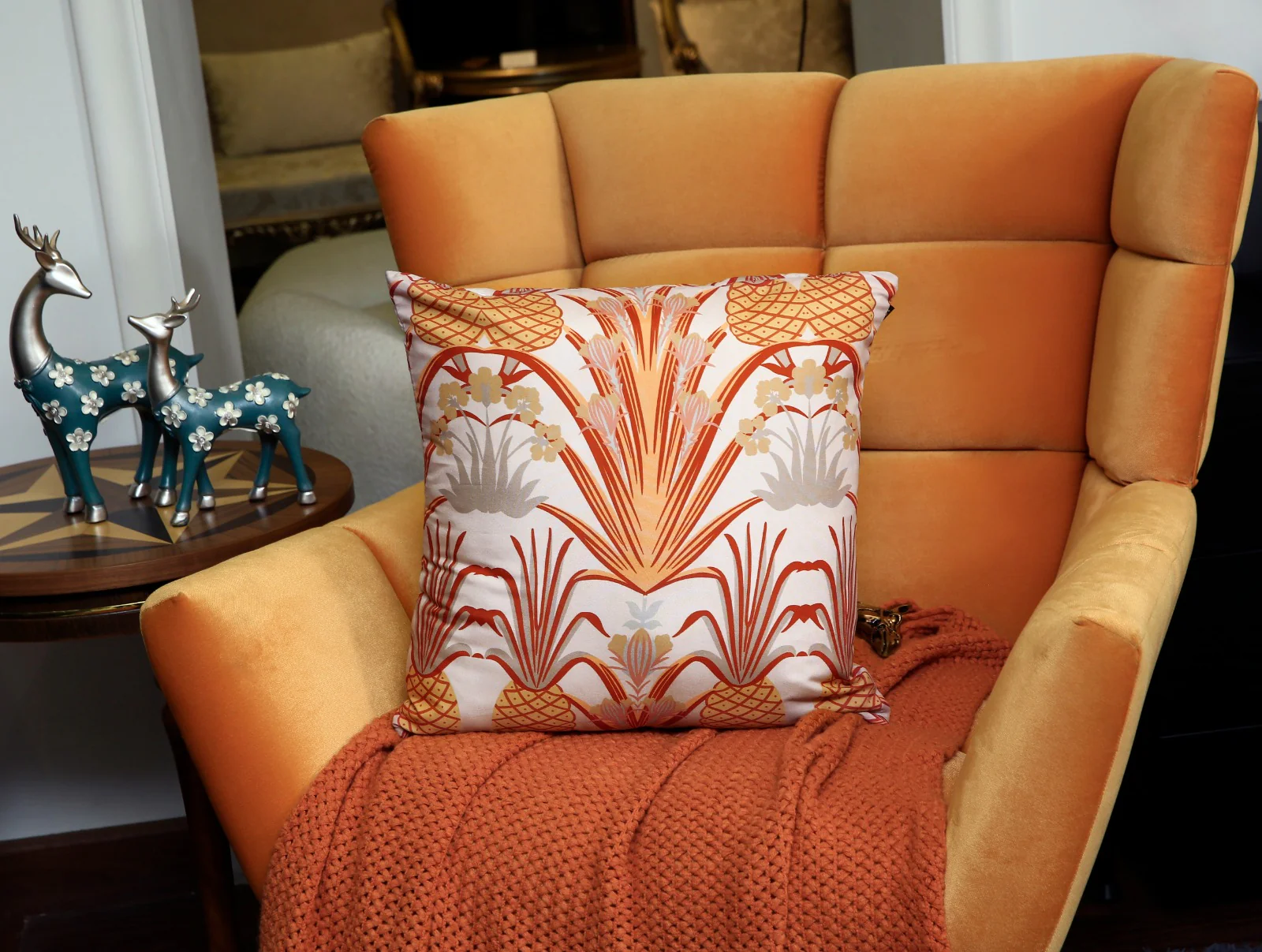 4 PCs Digital Printed Cotton Cushions-Bird - Image 4