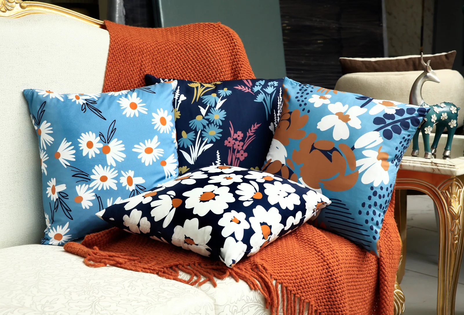4 PCs Digital Printed Cotton Cushions-Jazmin - Image 3