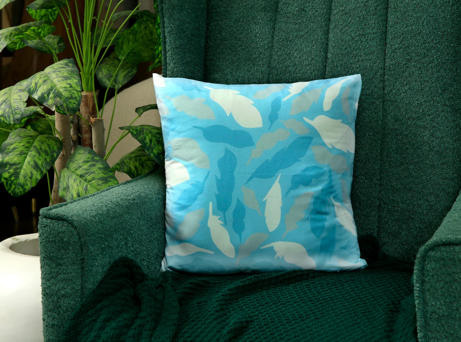 4 PCs Digital Printed Cotton Cushions-Ocean Blue - Image 5