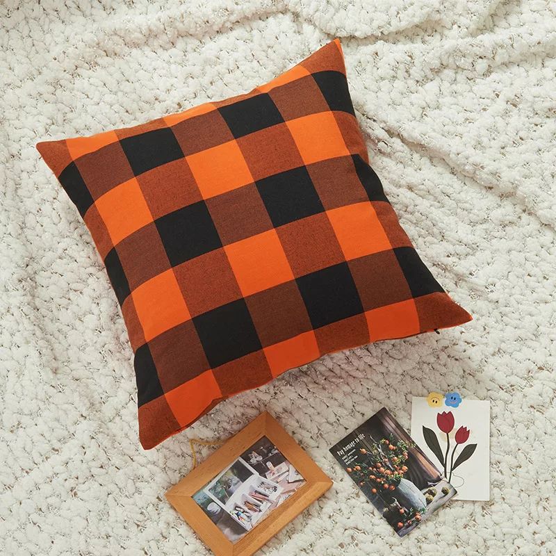 4 PCs Digital Printed Cotton Cushions-Slush Check - Image 5
