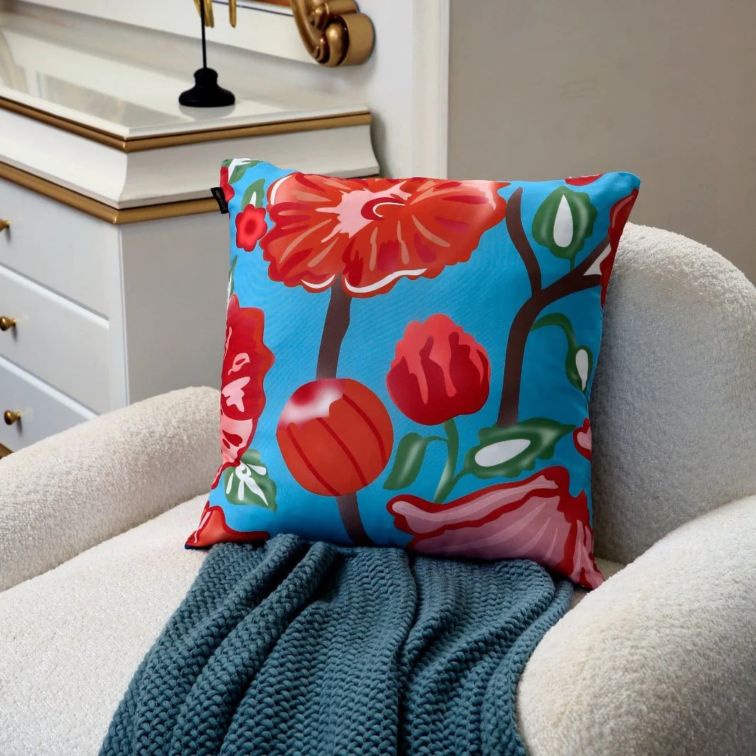 4 PCs Digital Printed Cotton Cushions-BLUE ART - Image 3