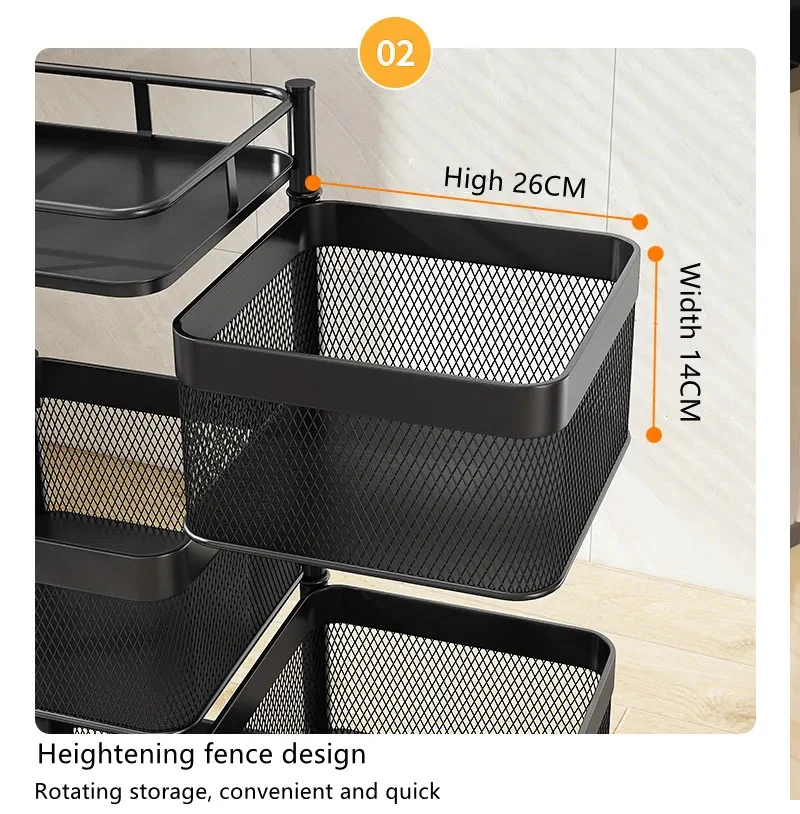 4 Tier 360 Degree Rotating Storage Rack-(5288)Square Black - Image 4