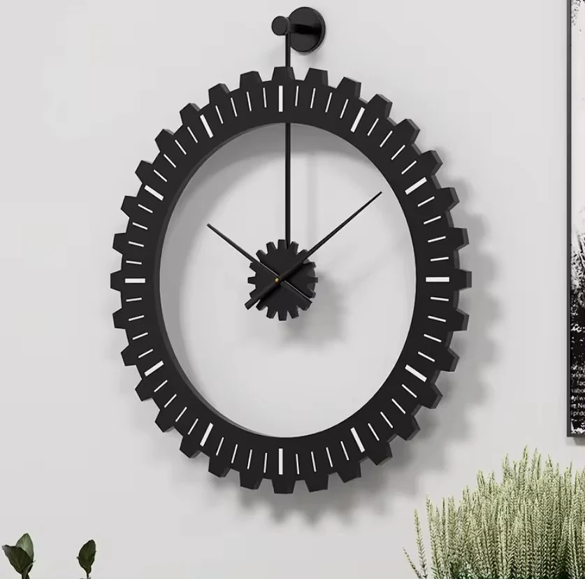 60CM Metal Gear Style Wall Clock-Black(SA2405-215) - Image 3
