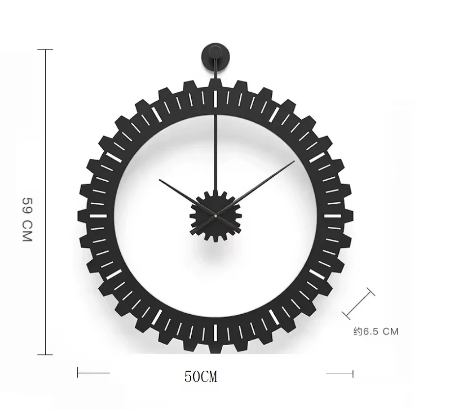 60CM Metal Gear Style Wall Clock-Black(SA2405-215) - Image 4