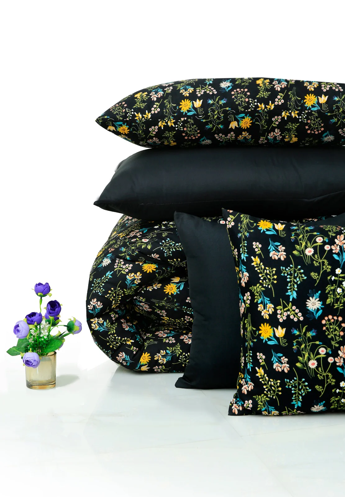 5 PCs Single Razai Set-Black Meadows - Image 4