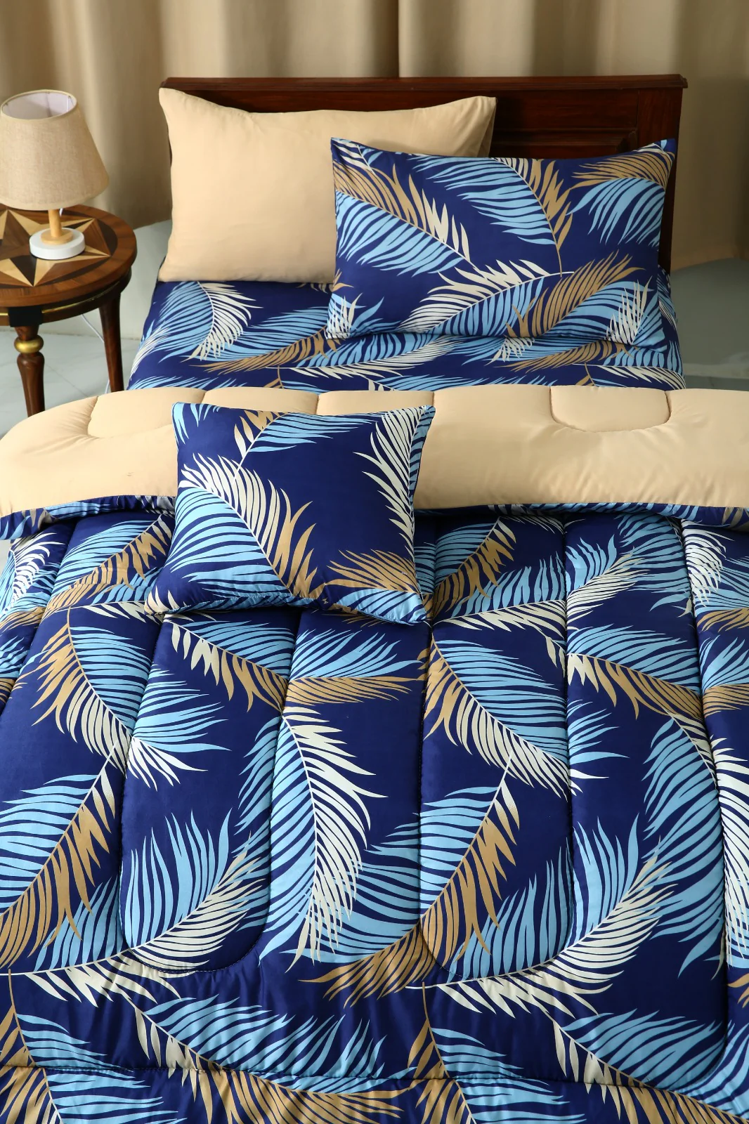 5 PCs Single Razai Set-Blue Feathers - Image 8