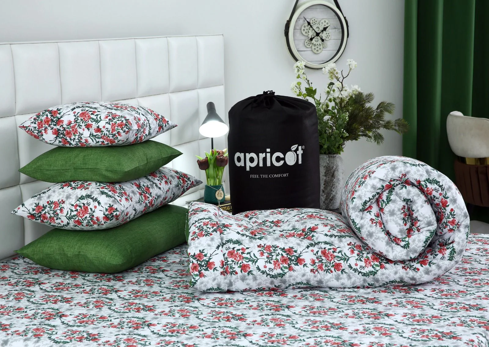 5 PCs Single Razai Set-Emerald Blooms - Image 6