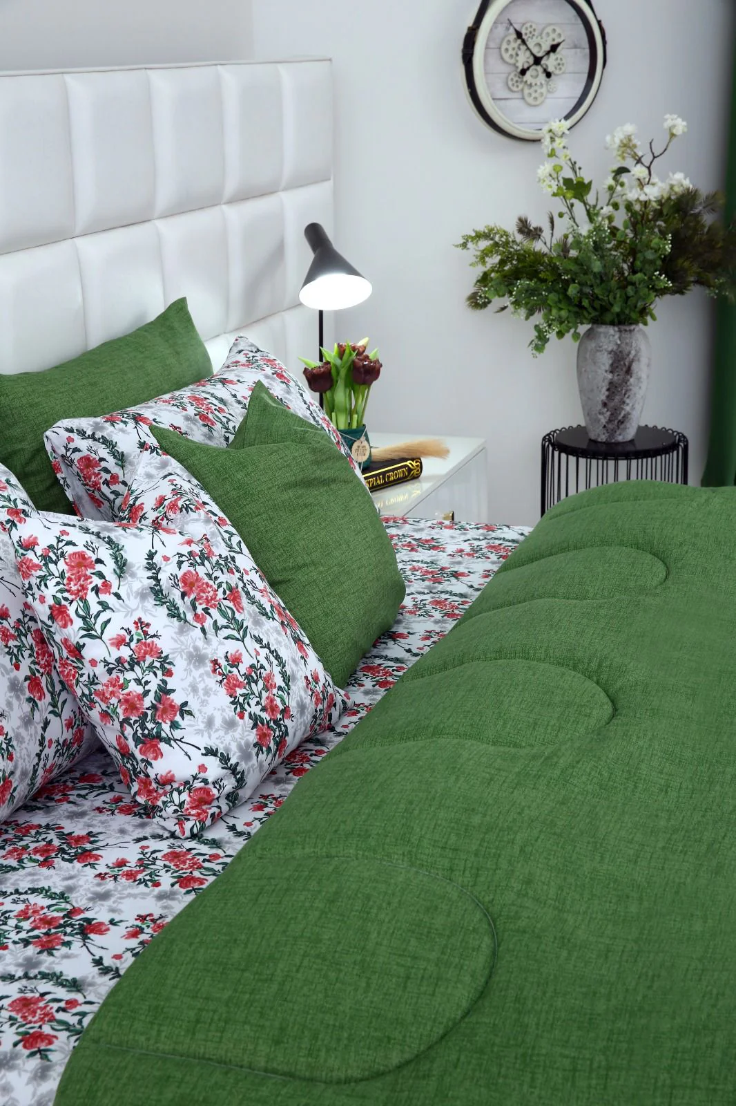 5 PCs Single Razai Set-Emerald Blooms - Image 10