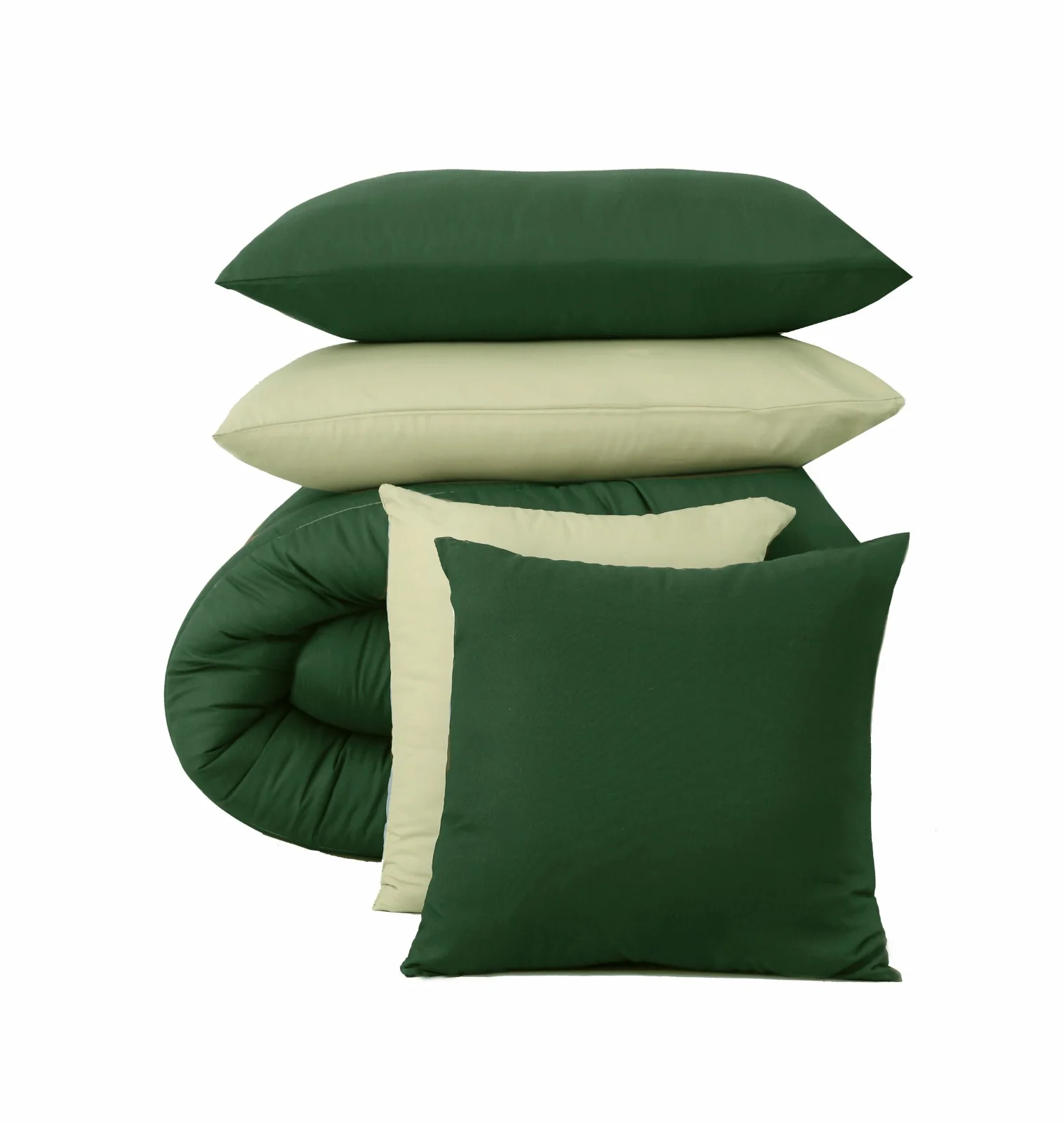 5 PCs Single Razai Set-Olive Over Sage Green - Image 2