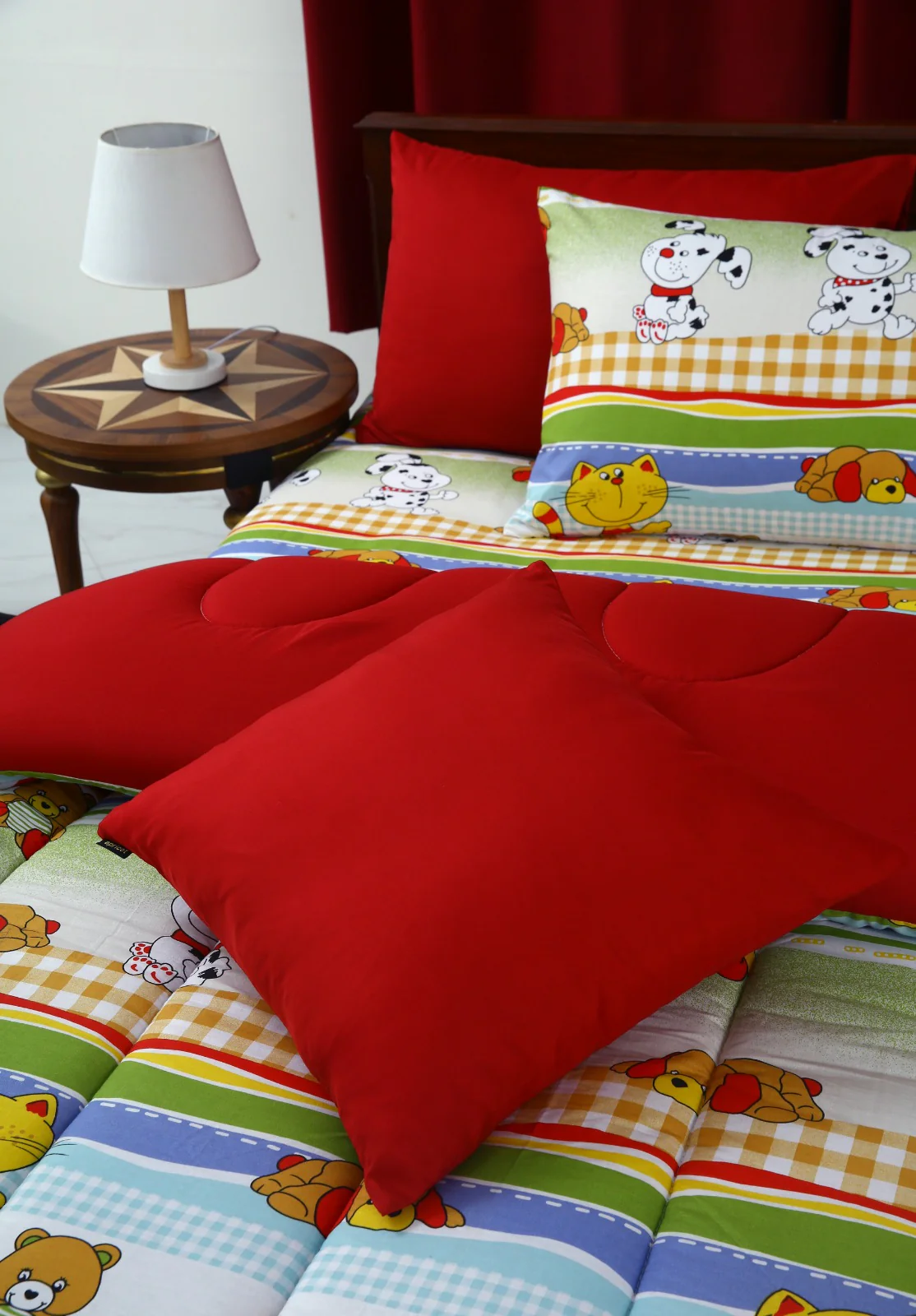 5 PCs Single Razai Set-Puppies Party(With Red Reverse) - Image 5