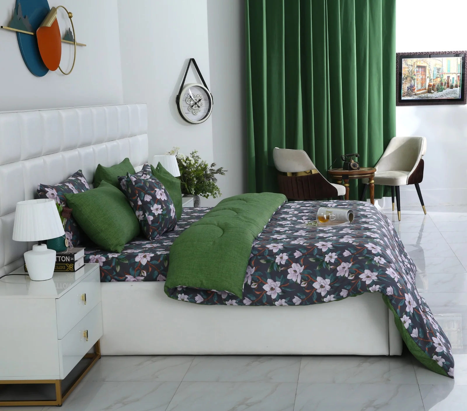 5 PCs Single Razai Set-Snowy Petal - Image 3