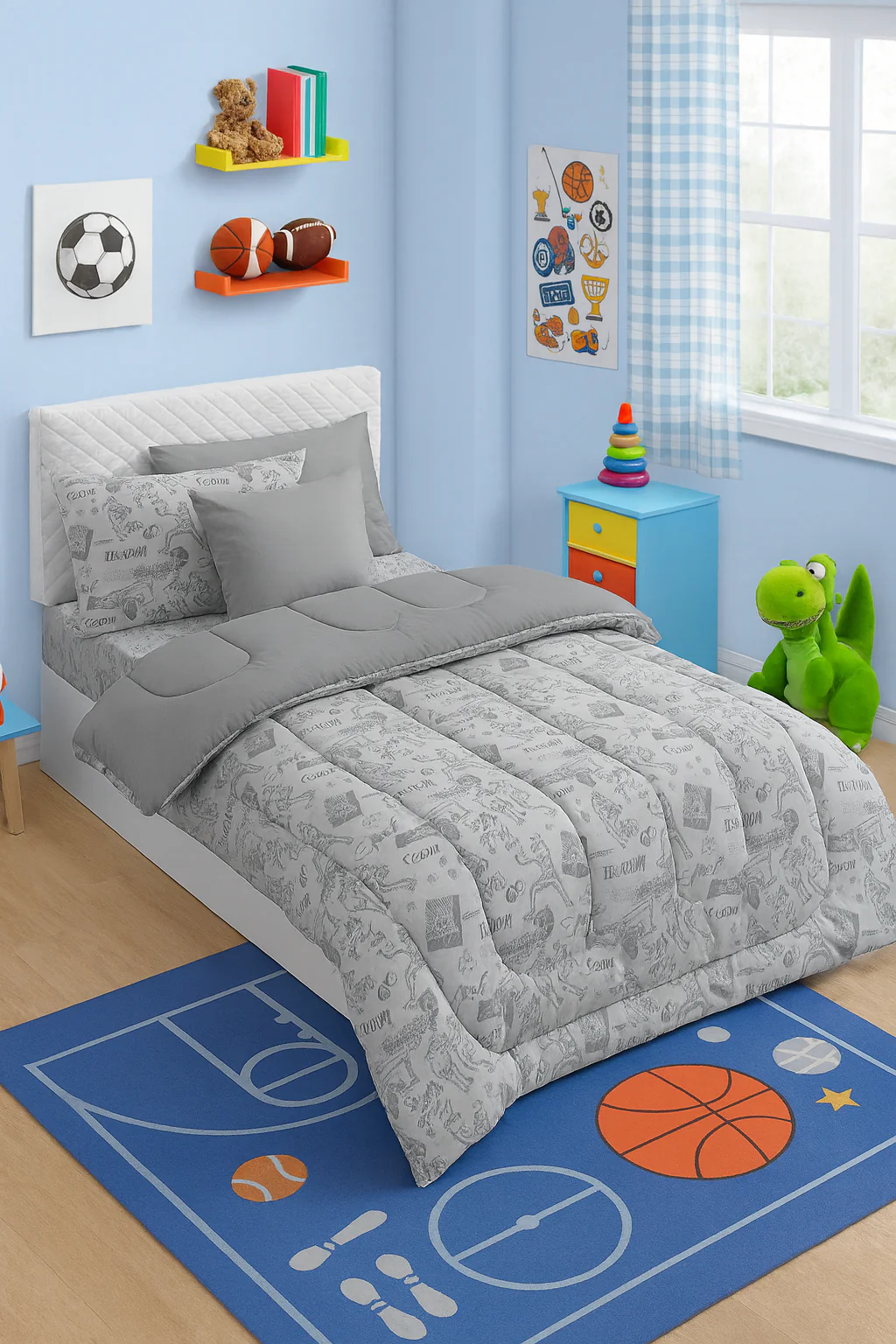 5 PCs Single Kids Razai Set-Football Ground - Image 2